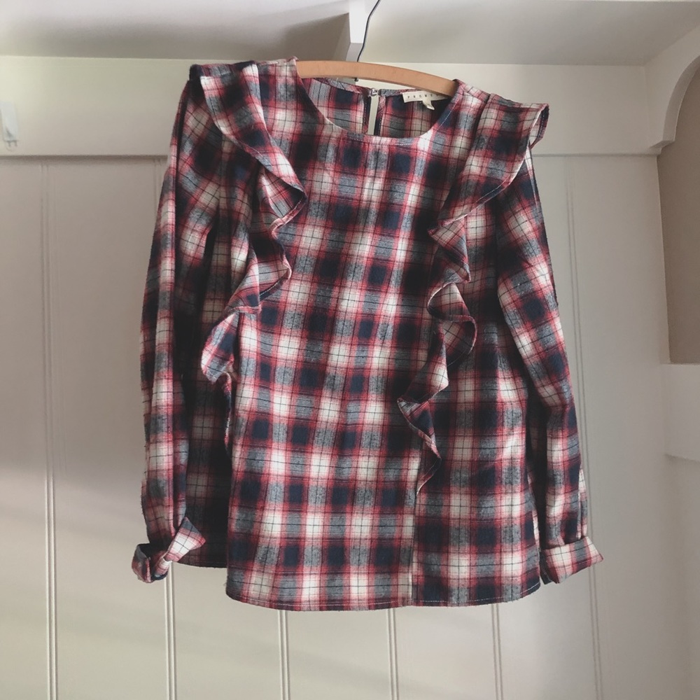 Ruffle flannel shirt